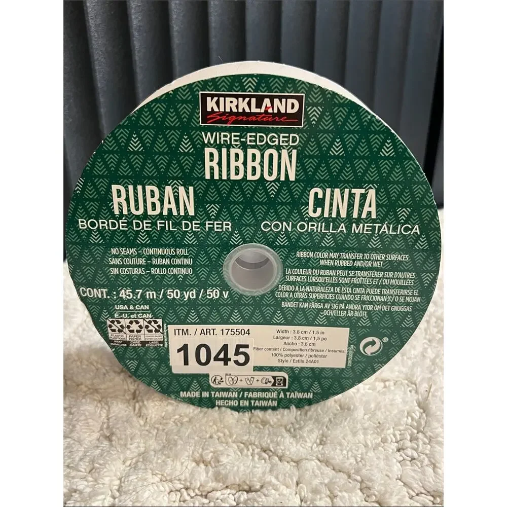 Kirkland Wired Ribbon Silvery White 50 Yd x 1.5”